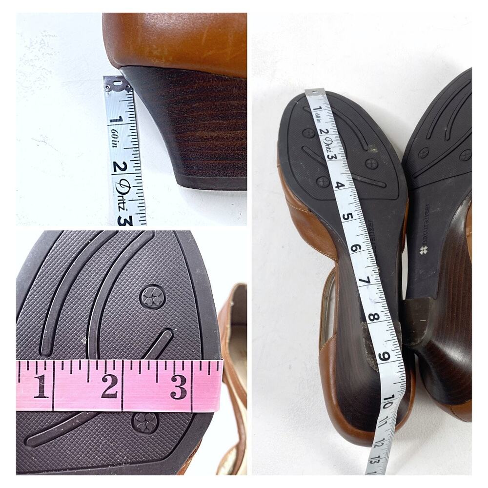 Naturalizer Brown Distressed Leather Wedges Boho T-Strap Sandals sz 10 - Picture 6 of 11